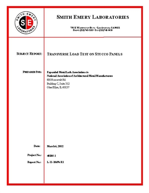 Transverse Load Test on Stucco Panels B